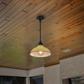 Jasper 12.25" Farmhouse Industrial Indoor/Outdoor Iron LED Pendant